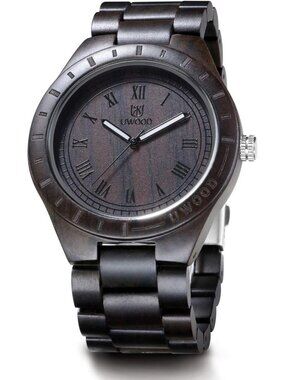 Men's Black Handmade Sandalwood Analog Quartz Vintage Unique Wrist Wooden Watch